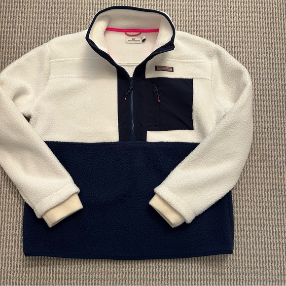 Vineyard Vines White and Blue Fleece Sweatshirt Women’s Large L - Picture 4 of 5